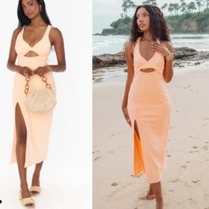 Show Me Your Mumu Luca Midi Dress Womens Small Neon Orange Dress Small